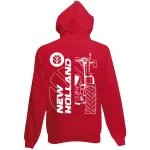 new holland červený kruhový sveter na zips s bielym vzorom