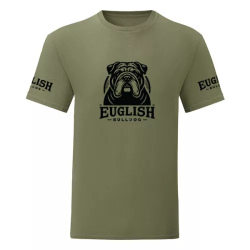 anglický bulldog pánske zelené tričko veľký vzor
