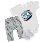 bmw biely krátky rukáv body pre bábätká + nohavice a ponožky