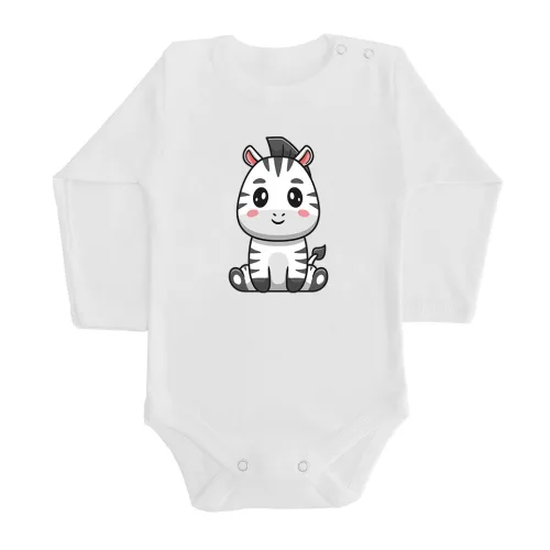 zebra dlhý rukáv body pre bábätká biela