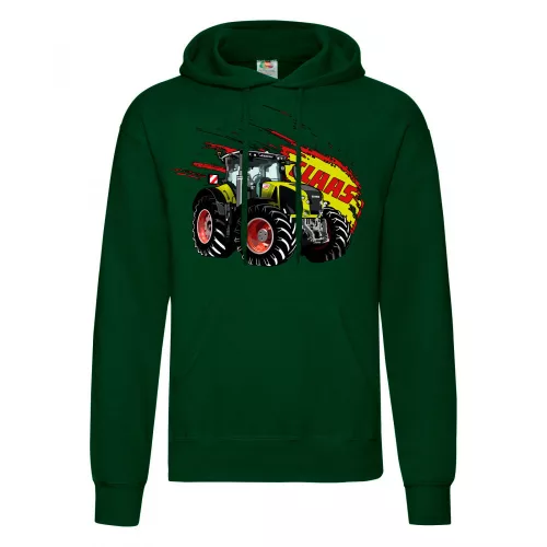 claas axion svetr s kapúčou zelený