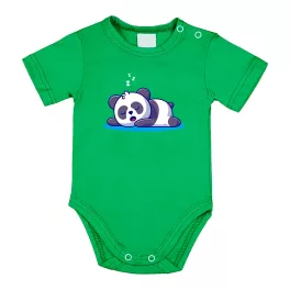 spiaca panda body pre bábätká s krátkym rukávom zelená