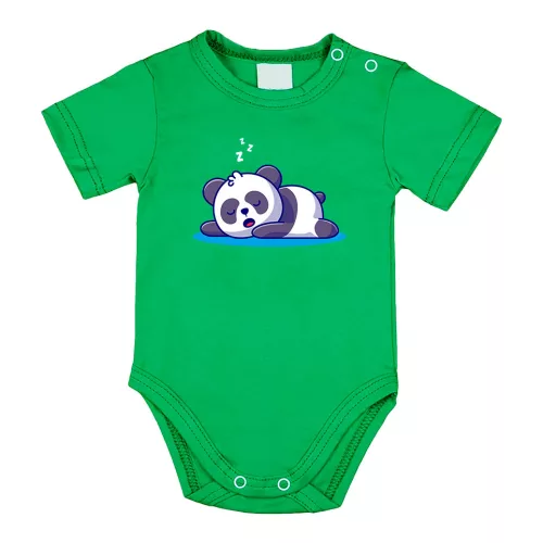 spiaca panda body pre bábätká s krátkym rukávom zelená