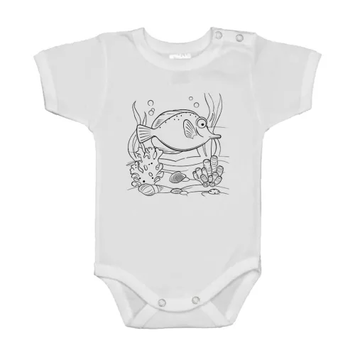 ryby krátky rukáv body pre bábätká biely