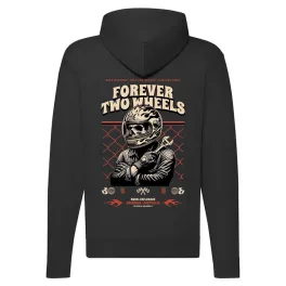 forever two wheels motorcycle mikina na zips, čierna