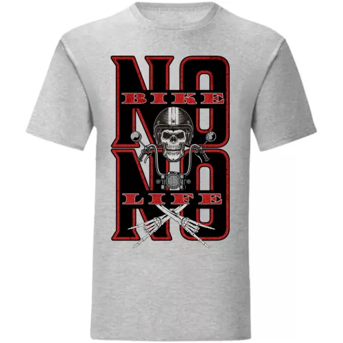 no bike no life motorcycle tričko sivá