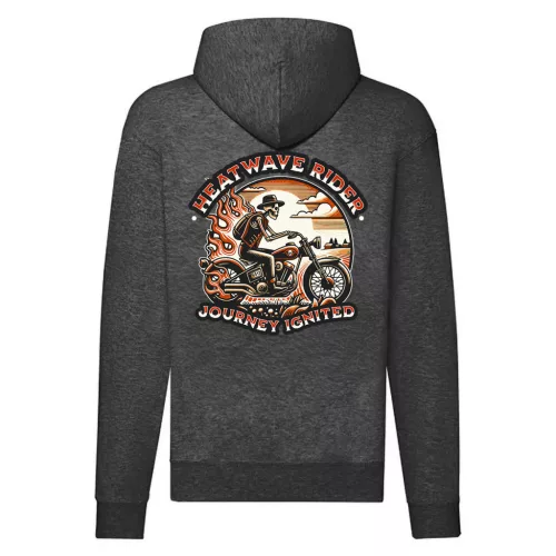 heat wave rider motorcycle mikina na zips, sivá