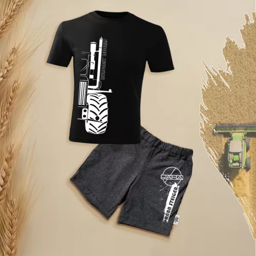 detská súprava krátkych rukávov a šortiek steiger obrys čiernej farby.