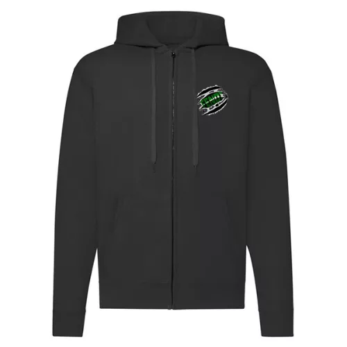 čierny svetr s mikinou s logom fendt zips