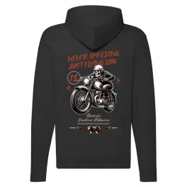never speeding motorcycle mikina na zips, čierna