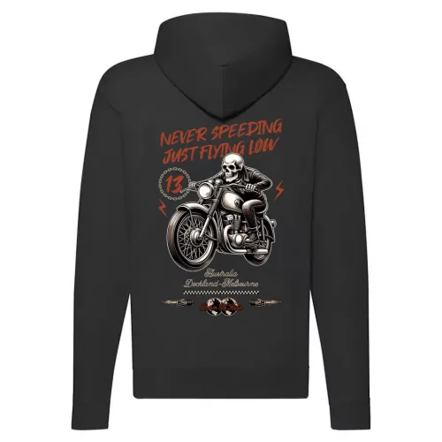 never speeding motorcycle mikina na zips, čierna