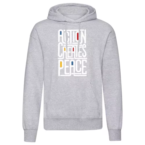 action, creates…svetlo šedá sveter s klokaním vreckom