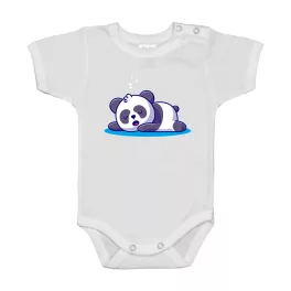 spiaca panda body pre bábätká biely krátky rukáv