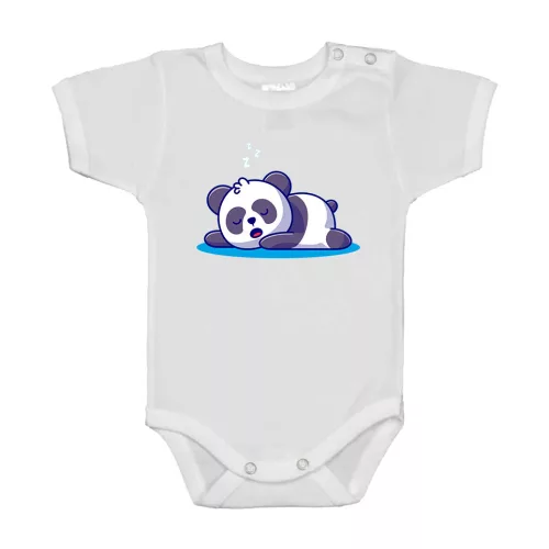 spiaca panda body pre bábätká biely krátky rukáv