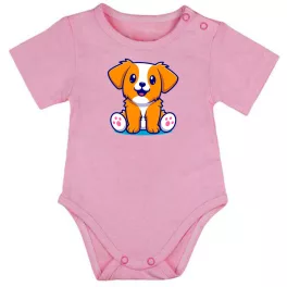 pes krátky rukáv body pre bábätká ružová
