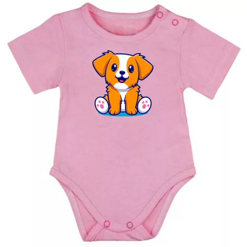 pes krátky rukáv body pre bábätká ružová