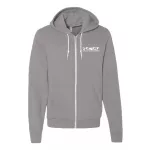 svetlo sivá sveter s kapucou na zips nový tvarovaný biely vzor fendt