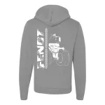 svetlo sivá sveter s kapucou na zips nový tvarovaný biely vzor fendt