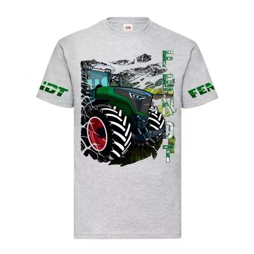 šedé tričko fendt s potlačou