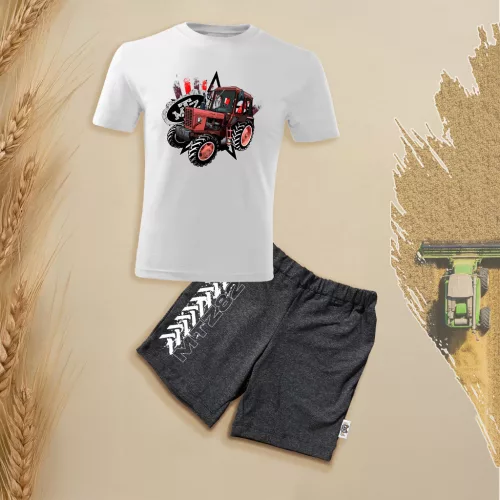 mtz 82 biely detský sada s krátkym rukávom a šortkami