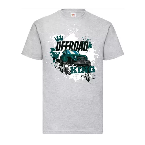 zelené tričko so vzorom offroad king sivé tričko