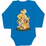 zlé kosti! detské body s dlhým rukávom modrej farby