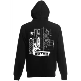 dutra čierny kruhový sveter na zips s bielem vzorom
