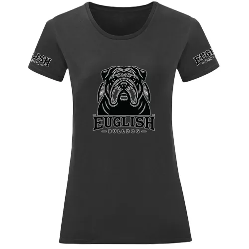 anglický bulldog dámske tričko čierne veľký vzor