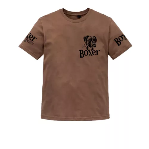nemecká boxerka pánske hnedé tričko malý vzor