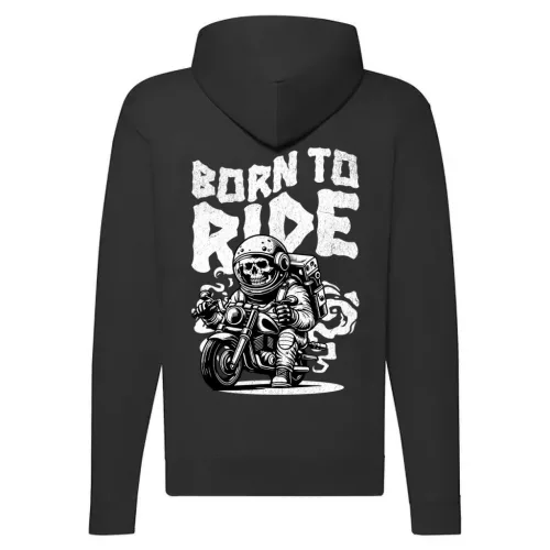 born to ride motorcycle mikina na zips, čierna