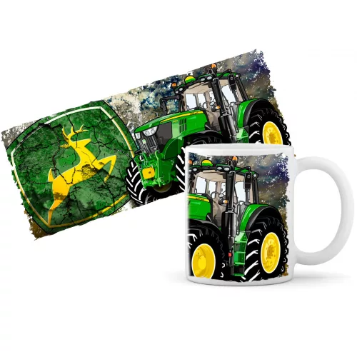zelený popraskaný hrnček na traktor