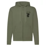 sveter s mikinou na zips jeleň zelená