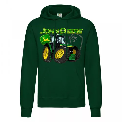 zelená mikina s kapucňou na traktor - zelená