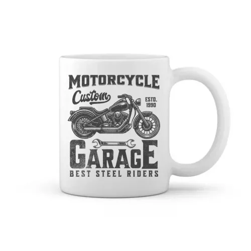 motorcycle custom garage hrnček