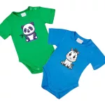 2-dielny zebra, panda sada (zeleno-modrý) krátky rukáv