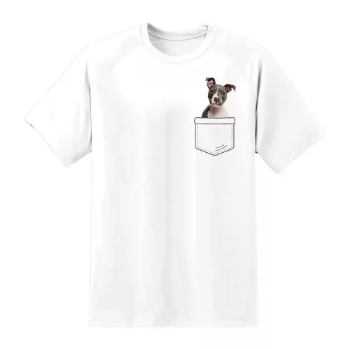 amstaff vo vrecku biele tričko