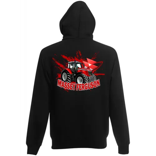 detský sveter massey ferguson na zips - čierny
