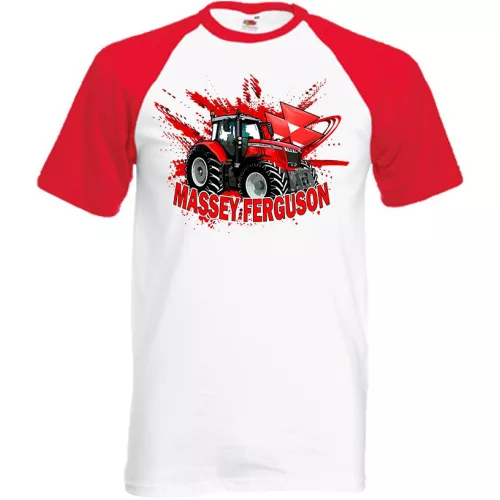 tričko s krátkym rukávom massey ferguson (červeno-biely)