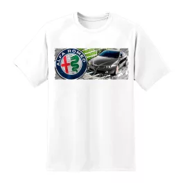 biele tričko so vzorom alfa romeo 159