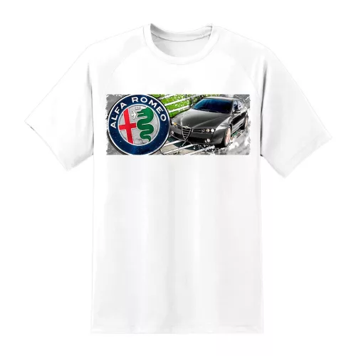 biele tričko so vzorom alfa romeo 159