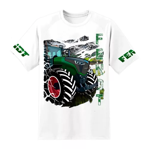 biele tričko s potlačou fendt