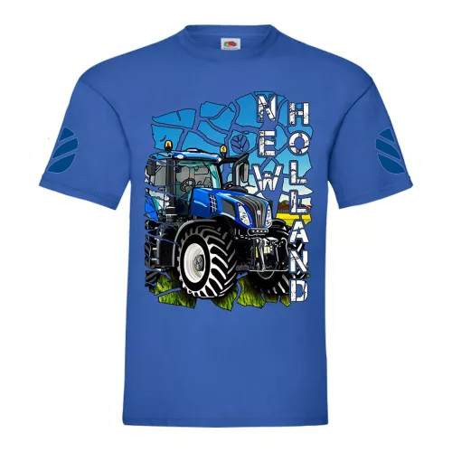modré tričko s potlačou new holland
