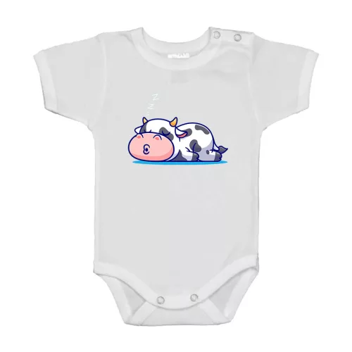 spiaci kravičkas krátky rukáv body pre bábätká biely