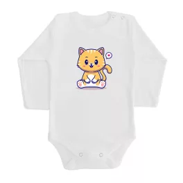 mačiatko dlhý rukáv body pre bábätká biely