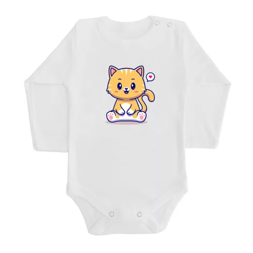 mačiatko dlhý rukáv body pre bábätká biely