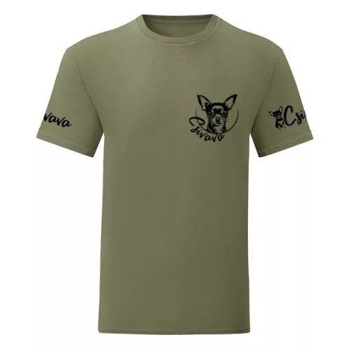 čivava pánske zelené tričko malý vzor