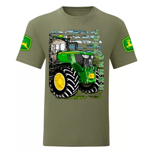 zelené tričko so zeleným traktorom