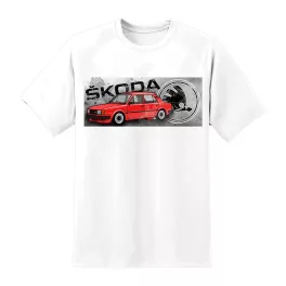 biele tričko so vzorom skoda 120