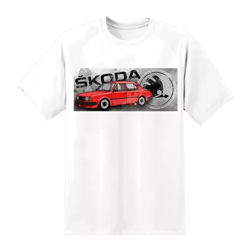biele tričko so vzorom skoda 120