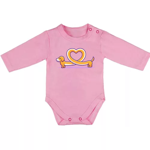 psa na mieru dlhý rukáv body pre bábätká ružová
